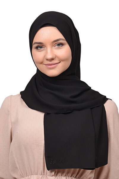 Altobeh Medina Silk Flat Hijab Shawl-μαύρο