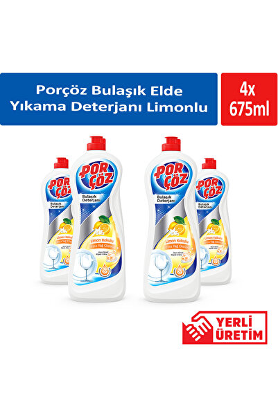 Porçöz Bulaşık Elde Yıkama Deterjan Limonlu 675 ml x 4 Adet