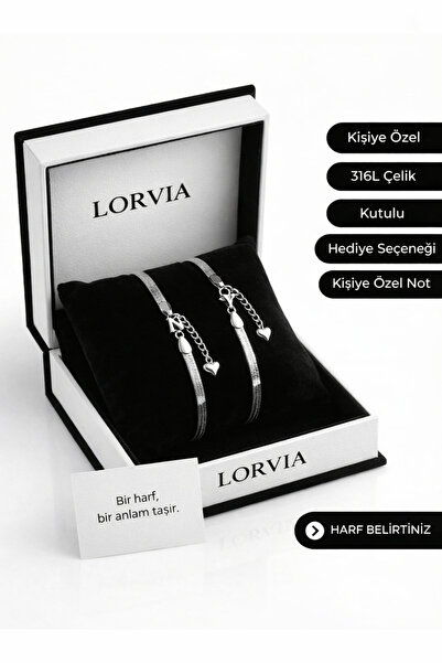 Lorvia Kararmaz Çelik 2’li İtalyan Balık Sırtı Harfli Bileklik – Sevgili ve A...
