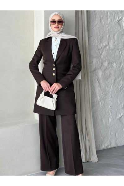 VUNTAL بدلة مزدوجة كلاسيكية حديثة طويلة