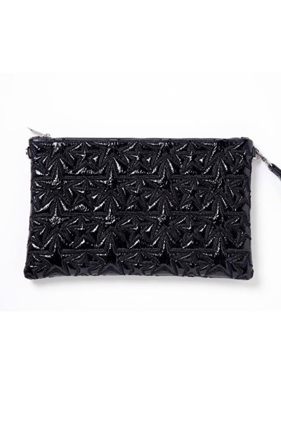 Ecrou Black Clutch Bag with Star Pattern