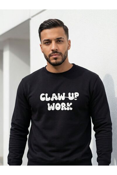 CLAW UP WORK ОВЕРСАЙЗ БЕЙСИК СУИТ | BLACKOUT PRINTED (Унисекс памучна мека те...