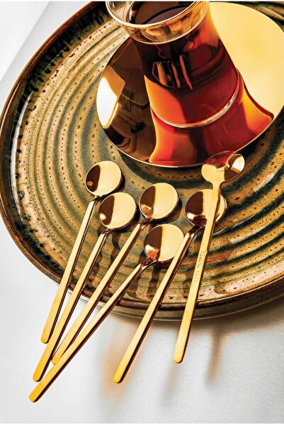 ÖZLİFE Dzd-877 ملعقة شاي دورو تينليم جولد - 6 ملاعق شاي