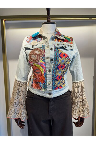 jasminurgancy Dantel Detaylı İtalyan Bohem Denim Ceket