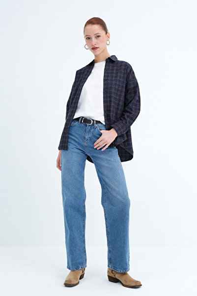 Addax Blugi cu talie înaltă cu picioare largi - Pn8575-pnk