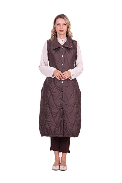 Invee Pervane Kapitone Yelek KAHVE