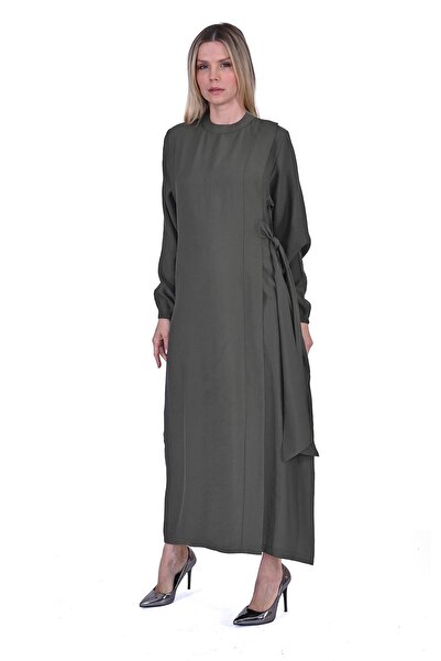 Invee Yan Bağcıklı Elbise YEŞİL