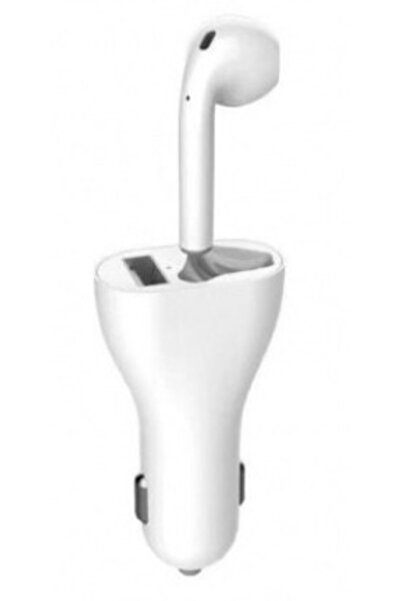 Tai Incarcator auto cu casca wireless inclusa conectare bluetooth Alb