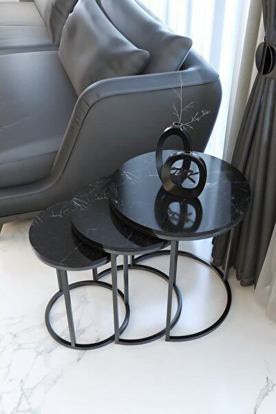 usta mekan Usta Zigon Sehpa Siyah Ayak Ahşap Tabla