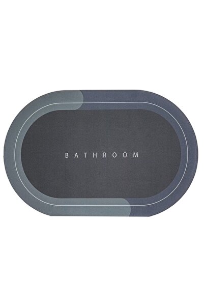 OEM Covor de Baie GRI Antiderapant si Absorbant Model Bathroom Oval 58 x 78 cm