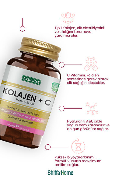 Aksu Vital Kolajen + C Vitamini & Hyaluronik Asit 60 Tablet