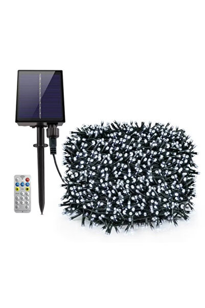 HASSAN Instalație solară 1000 LED-uri 100 metri cu telecomandă pentru exterio...