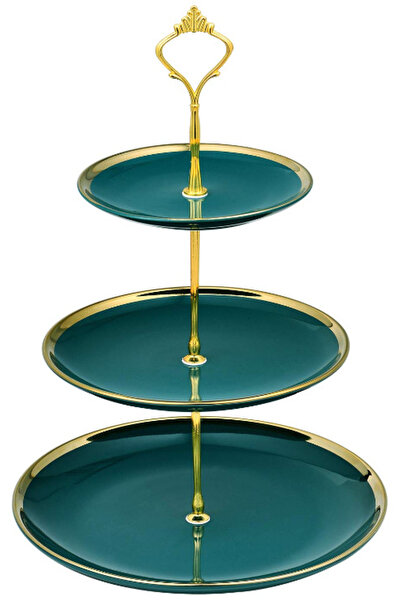 LILY 3-Tier Stackable Cake Tray Green (plastic)