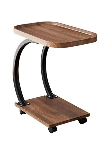 OEM Masuta laterala din lemn cu roti curbata pentru sufragerie