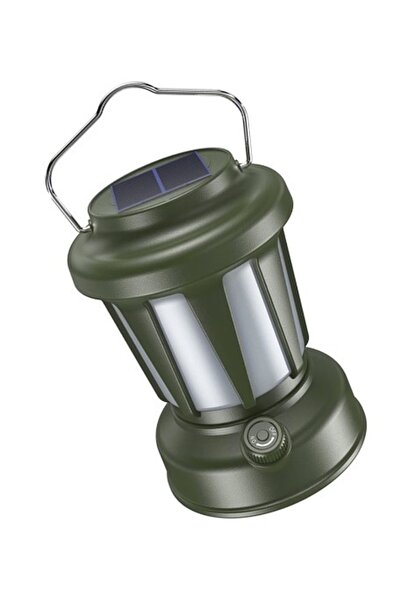 PRİZE Lampa Solara Retro Camping LY18 Verde cu Maner Reincarcabila