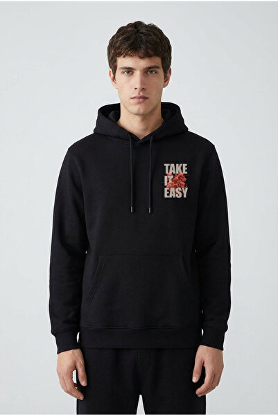 Dijital Baskılı Kpüşonlu Sweatshirt
