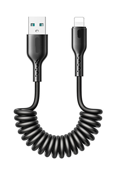 PRİZE Cablu de date USB la iPhone Lightning spiralat negru