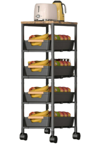 OEM Portable slim organizer with 5 levels 4 retractable shelves 360 rotating ...