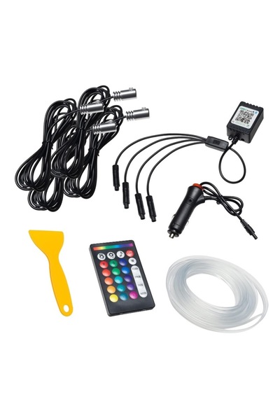 XL Kit iluminare auto cu 5 benzi fibra optica RGB cu aplicatie bluetooth