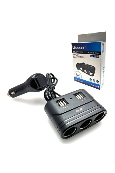 PRİZE Splitter Auto 1680 120W 12/24V pentru 3 ieșiri brichetă + 4 intrări USB