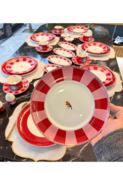 Onedekor 48 Parça Porselen Bird Qush Kahvaltı Seti