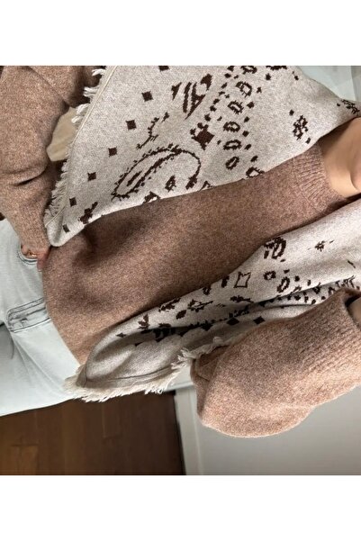 Stern Desenli Triko Omuz Şal Atkı