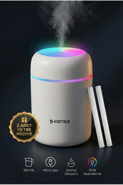 Kensa 300 ml Ulrasonik Ledli Hava Nemlendirici Buhar Makinesi Ve Aroma Difüzörü