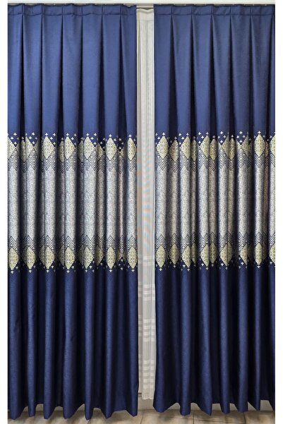 ISSA PERDE Issa Pano Fon Perde Lacivert Gümüş (((tek Kanat)))(sık Pıle)(en 10...