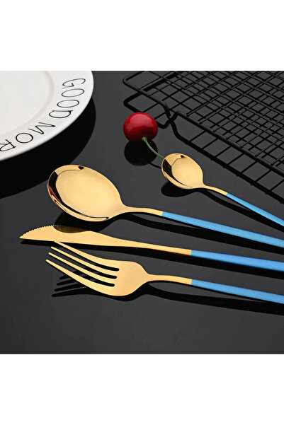 OEM Set de 24 piese tacamuri in stil portughez- culoare Albastru si Auriu