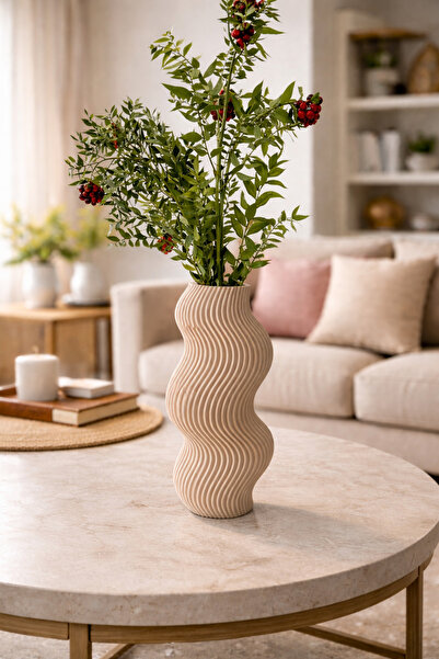 Marka Modern Dalgalı 23 cm Dekoratif Vazo – Siyah/ Krem / Beyaz / Kahverengi ...