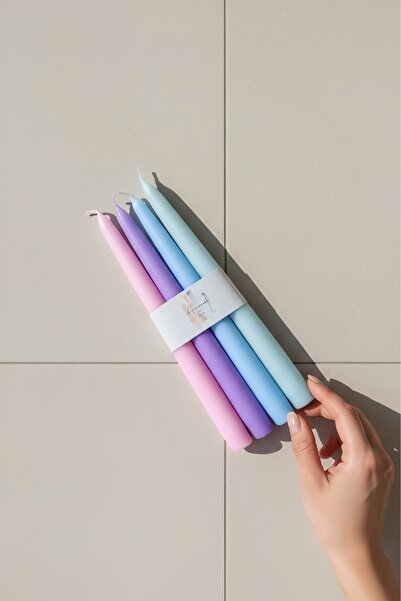 ARİENEL Şamdan Mumu | Pastel Shades | Colors Of The Arienel | 4'lü Set | Koni...