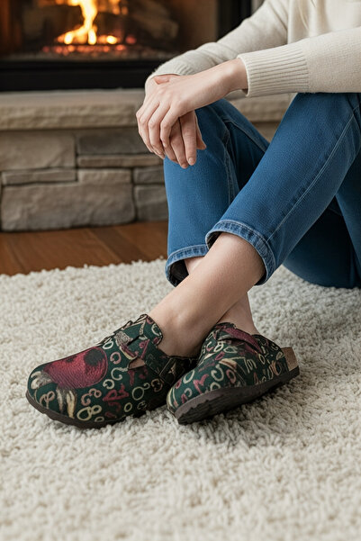 Mycorni Kilim Patterned Unisex Anatomical Natural Cork Sole Indoor Slippers