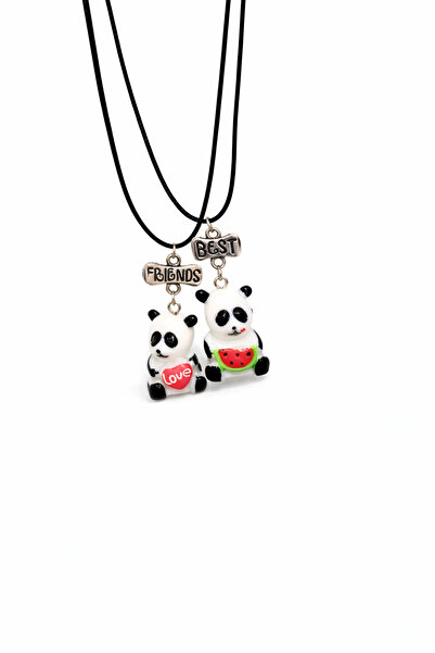 Bellenza Friends Best Panda Figürlü Arkadaşlık Kolyesi İkili Set