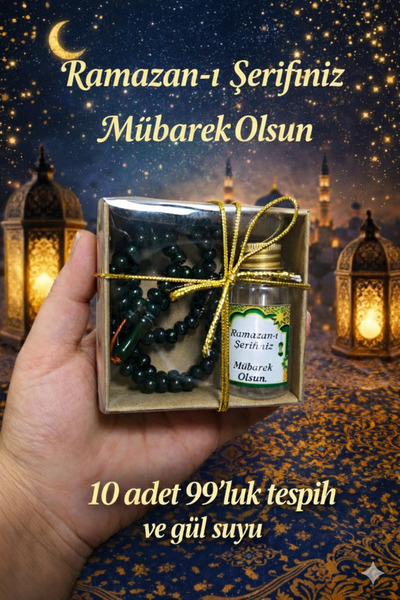 kemborn Ramazan hediyesi,mevlit,bayram,kandil hediyeliği 99'luk tespih ve gül...