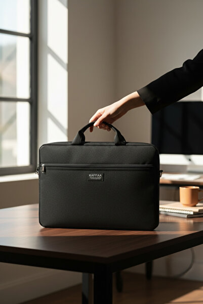 KAFFAA Organizator de 15,6 inchi, negru, unisex, pentru mână, umăr, computer,...