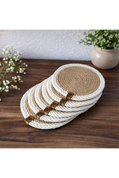 Naspar 6 قطع من حاملات الأكواب الخيزرانية 12 سم للشاي والأكواب والأقداح وحامل...