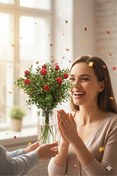 her evemağaza Canlı Yılbaşı Çiçeği Şans Bitkisi Kokina 1 Demet (6 Dal)