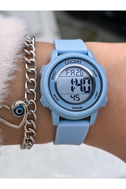 Cockpit Marka Water Resist ,alarm, Işıklı, Mavi Silikon Kordon Spor Kol Saati