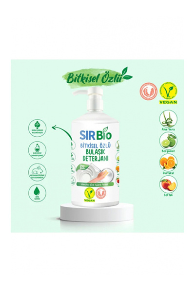 SIR Bio Bitkisel Özlü Elde Bulaşık Deterjanı 1000 ml Pompalı Şişe