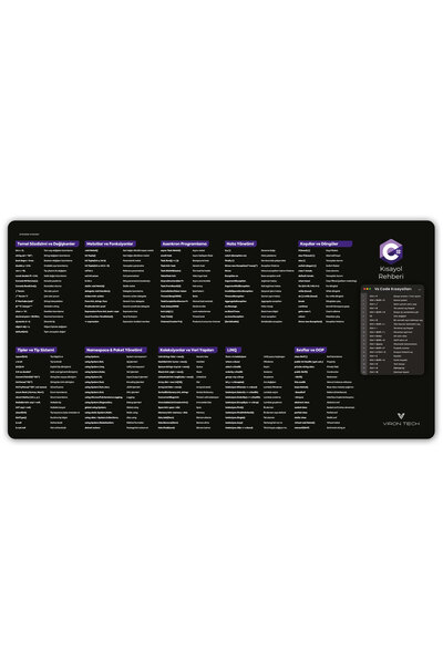 VIRON TECH C# Mousepad 80X40 cm Kaymaz Taban