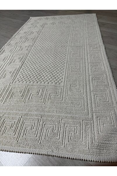 Çelsa Home Bukle Lüks Pamuklu Makinede Yıkanabilir Kilim Krem 80 x 150 cm /70...