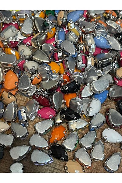 Gönülden Tasarım 1 Cm 2 Mm Kristal Renkli Kasalı Dikme Damla Taş Boncuk 50 Adet