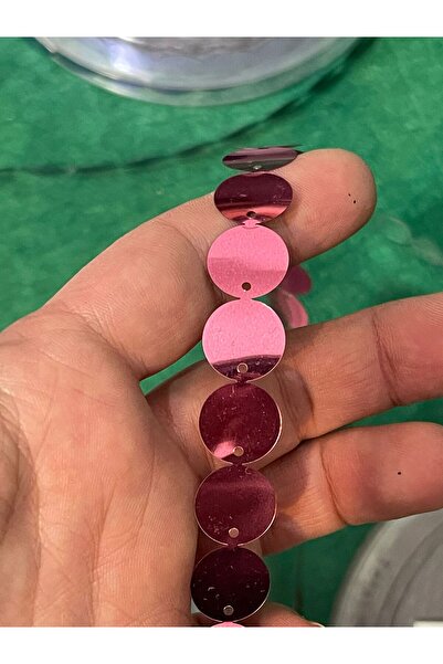 Gönülden Tasarım 1 Cm Delikli Parlak Pembe Çanta Giyim Pul Payet 1 Metre