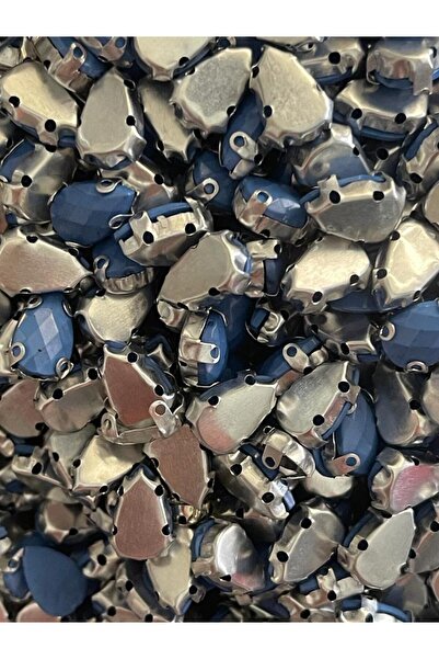 Gönülden Tasarım 1 cm 2 mm Crystal Blue Color Cased Striated Drop Stone Beads...
