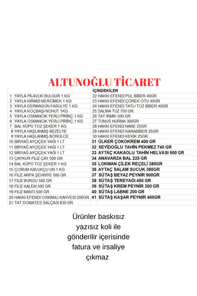 Yayla Ramazan kolisi erzak paketi kumanya sahur paketi kahvaltılık 41 parça ürün mega koli