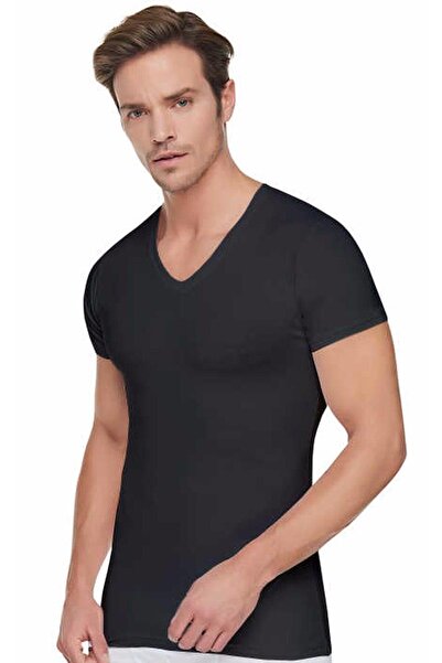 Tutku 0107 Men's Ribbed V-Neck T-Shirt