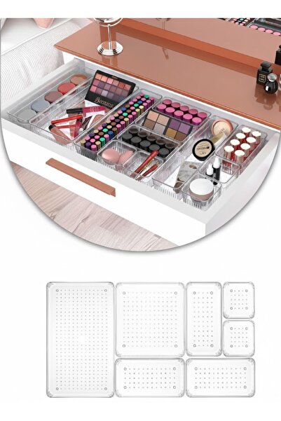 Zengin Çarşım 7-Drawer under Sink Organizer Modular Design, Clear Plastic, Ma...