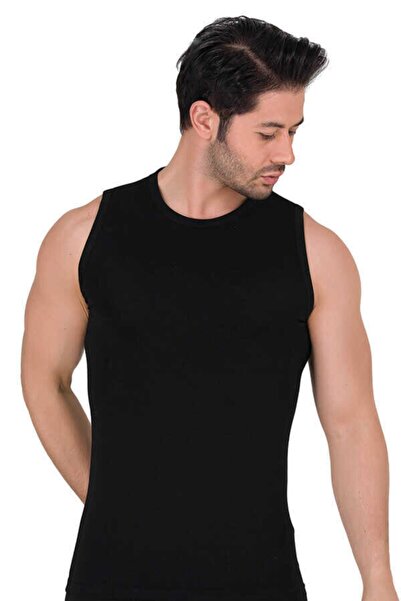 Berrak Men's Stretch Fabric Single Jersey Sleeveless Crew Neck Undershirt 3-P...