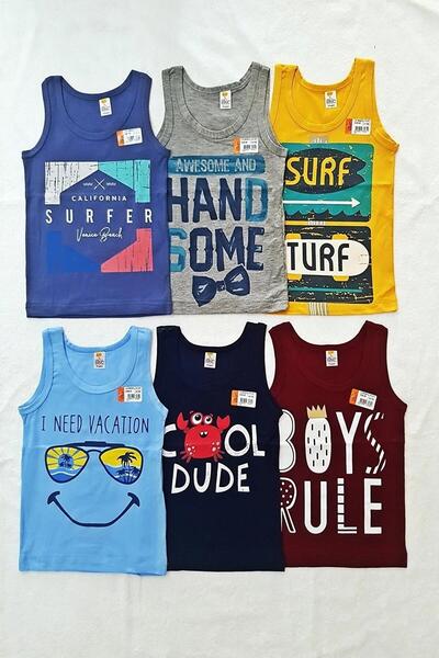 İLKE İÇ GİYİM Tricou cu imprimeu Lycra pentru baieti 307 - 6 bucati