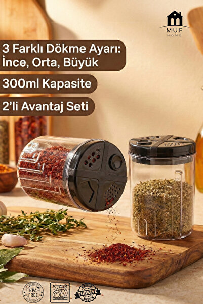 MUF HOME مجموعة توابل عملية مكونة من قطعتين، وعاء توابل بثلاث طبقات، غطاء ذكي...